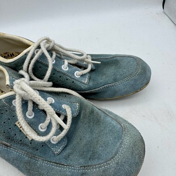 Vintage Hyde Blue Suede Leather Retro Bowling Shoes Women’s Size 6 Made in USA - Picture 2 of 7
